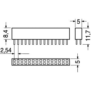 CONNETTORE STRIP FEMMINA DIL 10X2 2,5 2