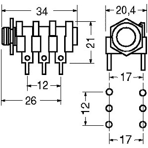 PRESA 3 POLI Ã˜ 6,3 MM CONTATTI NORMALMENTE CHIUSI 2