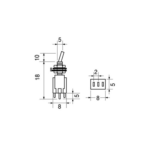 DEVIATORE SUBMINIATURA ON-ON/ 1 SCAMBIO 2 POSIZ. STANDARD