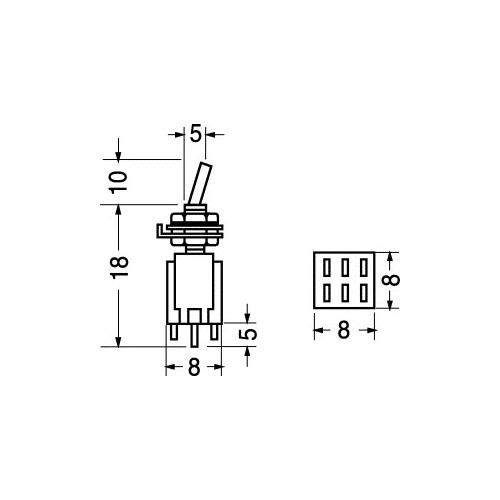DEVIATORE SUBMINIATURA 2 SCAMBI 2 POSIZIONI STANDARD