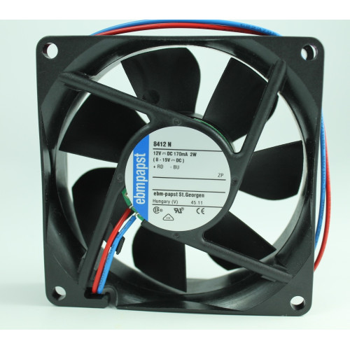 VENTILATORE ASSIALE 12VDC 80X80X25MM SU CUSCINETTI MARCA EBM PAPST MOD. 8412N