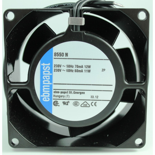 VENTILATORE  ASSIALE 220VAC 80X80X38MM SU BRONZINE MARCA EBM PAPST MOD. 8550N
