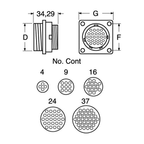 CONNETTORE DA PANNELLO AMP 182917-1 / 4 POLI