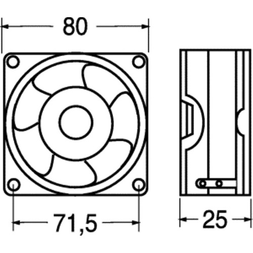 VENTILATORE ASSIALE SUPPORTO CUSCINETTI 80x80x25 mm