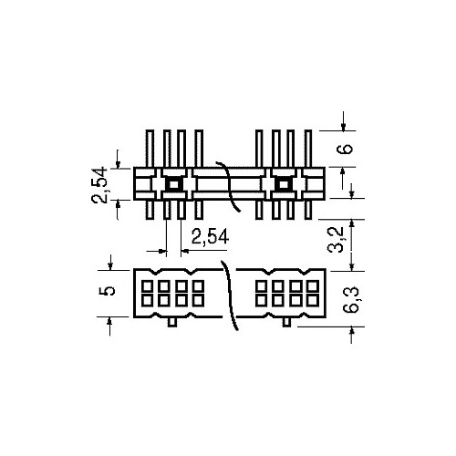 CONNETTORE STRIP LINE 40+40 POLI FILA DOPPIA TERMINALI DIRITTI