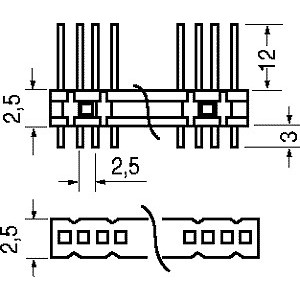 CONNETTORE STRIP LINE 40 POLI FILA SINGOLA TERMINALI DIRITTI 2