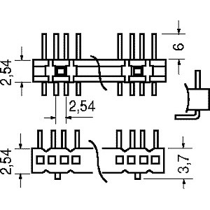 CONNETTORE STRIP LINE 40 POLI FILA SINGOLA TERMINALI AD ANGOLO 2
