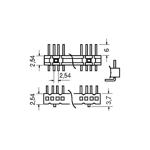 CONNETTORE STRIP LINE 40 POLI FILA SINGOLA TERMINALI AD ANGOLO