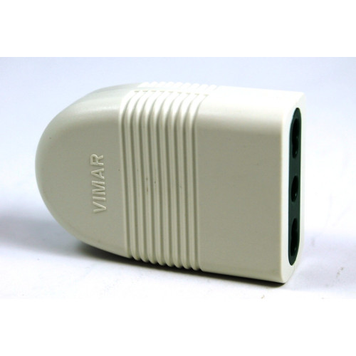 PRESA VOLANTE DI RETE 2X10-16A + TERRA - BIPASSO - COLORE BIANCO