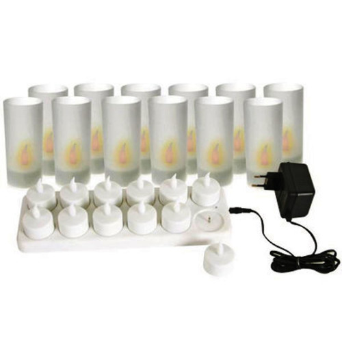 SET 12 CANDELE CON CARICABATTERIE