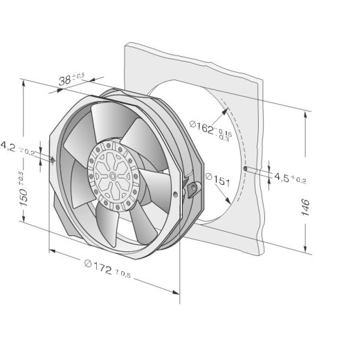 VENTOLA PAPST 220V 150X172X38 29w CUSCINETTI