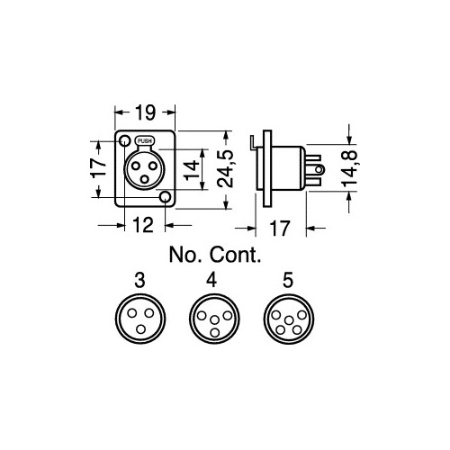 PRESE PANNELLO MINIATURA PER MICROFONO - 3 POLI