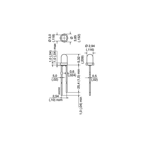 LED BLU  SUPERLUMINOSO TRASPARENTE Ø 3 MM