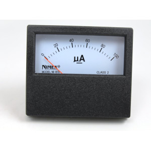 AMPEROMETRO - STRUMENTO DA PANNELLO 100UA -70X60 MM.