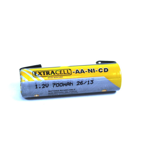 BATTERIA ACCUMULATORE  Ni-Cd 700 mA/h AA + LAMELLE