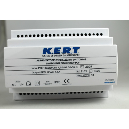 ALIMENTATORE  SWITCHING  12VDC  7,5A PER GUIDA DIN