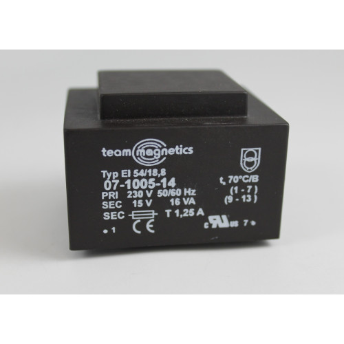 TRASFORMATORE DI ALIMENTAZIONE 16VA 2X15V 