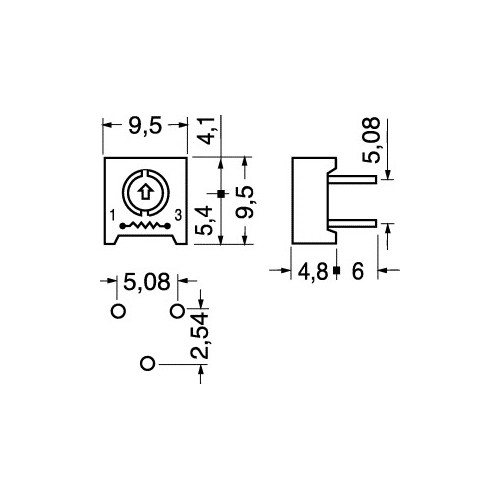 TRIMMER 100K 1G 0,5W  CERMET