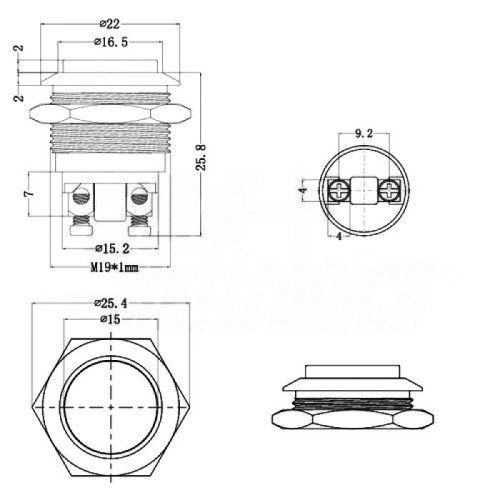 PULSANTE 1POLO NA ANTIVANDALISMO