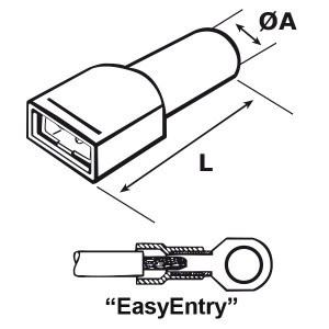 Faston Femmina Isolato per Maschio da 6,3x0,8 mm con Isolante in PVC colore Blu 2