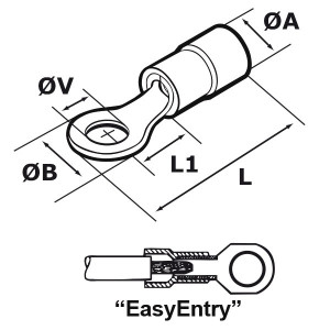 Terminale ad Occhiello Preisolato Diametro Foro 8,4 mm - Colore Rosso 2