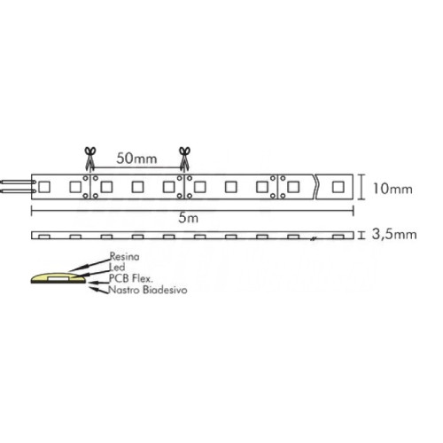 STRISCIA A LED  5METRI 72W COLORE BIANCO CALDO