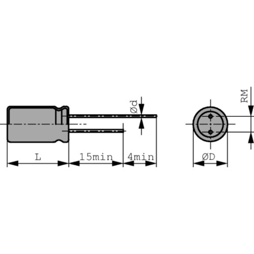 CONDENSATORE ELETTROLITICO VERTICALE 10UF 450V