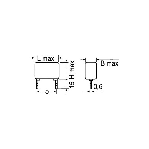 CONDENSATORE POLIESTERE VERTICALE 1,5NF 100V