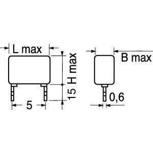 CONDENSATORE POLIESTERE VERTICALE 330NF 63V 2