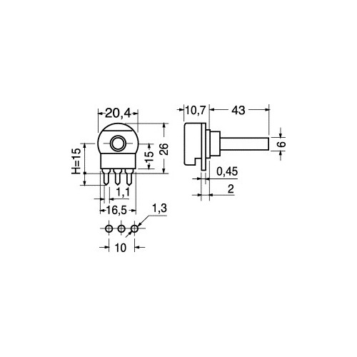 POTENZIOMETRI A STRATO DI CARBONE A VARIAZIONE LINEARE 4,7 KΩ