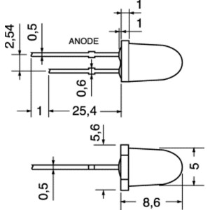 LED Rosso ad Alta Luminosità Ø 5mm 2