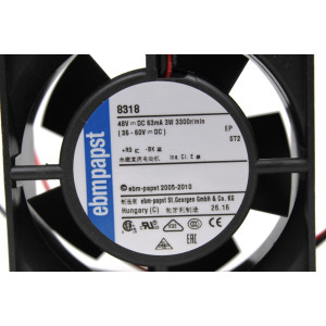 VENTILATORE 48VDC 80X80X32MM MARCA EBM PAPST MOD. 8318 2
