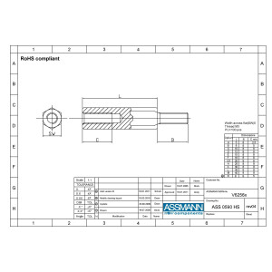 Distanziatore Filettato Maschio-Femmina Assmann V6256/E Altezza 15mm 2