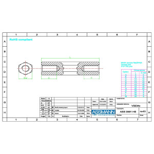 Distanziatore Filettato Femmina-Femmina Assmann V5634/H Altezza 25mm 2