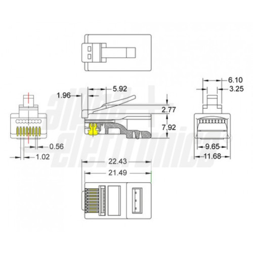 SPINA RJ45 CAT. 6 UTP TECNOLOGIA PASSANTE