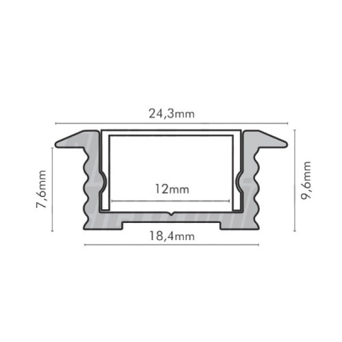 PROFILO IN ALLUMINIO PER LED COLORE BIANCO 2 METRI