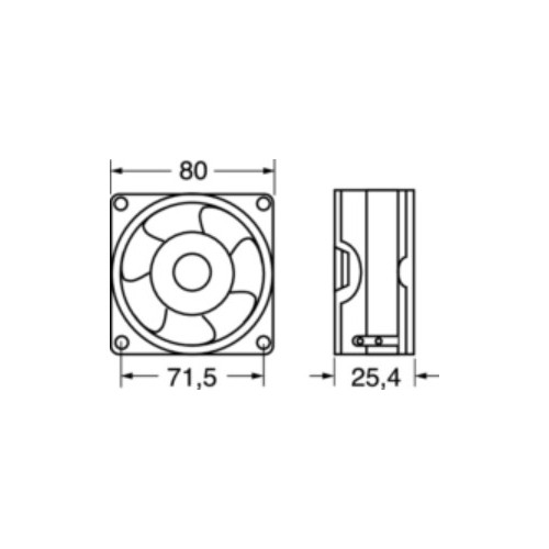 VENTILATORE ASSIALE 24 VDC MARCA COMMOWEALTH MODELLO FP-108D 80X80X25 MM