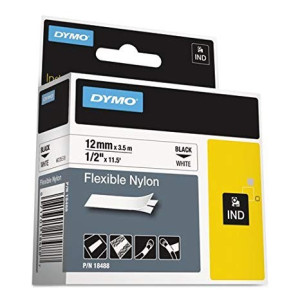 Nastro in Nylon per Etichettatrice Dymo Nero su Bianco 12 mm - Serie Industrial Rhino Labels 2