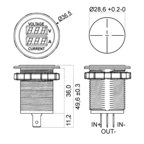 Amperometro + Voltmetro Digitale 24 V 10 A