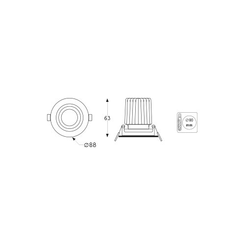 Faretto da Incasso 220 V 9 W  Diametro Esterno 88 mm