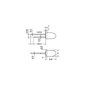 LED 5mm colore giallo/ ambra 18000 mcd 2