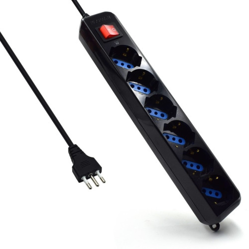 Presa da Tavolo 6 Posti interruttore di Protezione Colore Nero