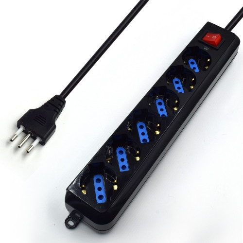 Presa da Tavolo 6 Posti interruttore di Protezione Colore Nero