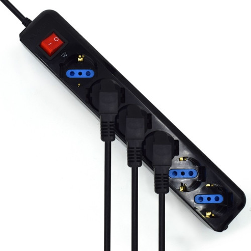 Presa da Tavolo 6 Posti interruttore di Protezione Colore Nero