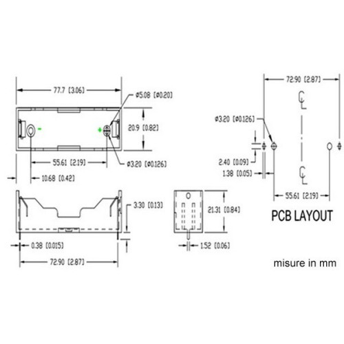Portapila per 1 Pila tipo 18650