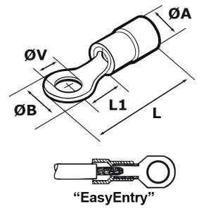Terminali ad Occhiello Diametro 10,5 mm Colore Rosso 2