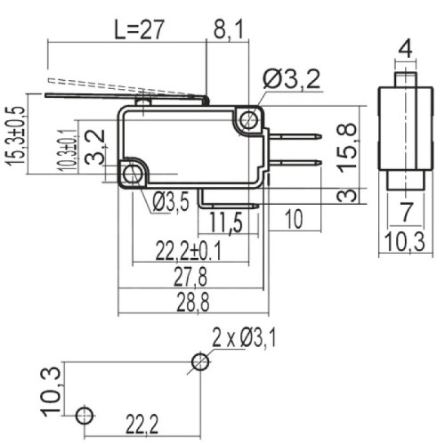 Microswitch 16 A a Leva