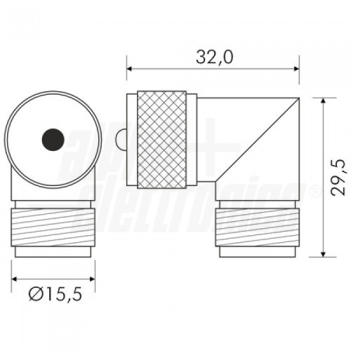 Adattatore a 90° da spina UHF a presa UHF 