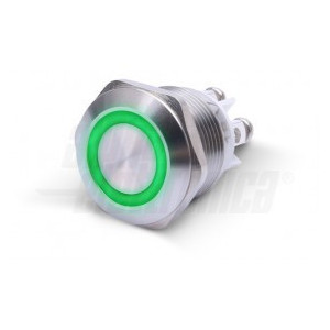Pulsante Unipolare Antivandalo con Autoritorno Luminoso -  Verde