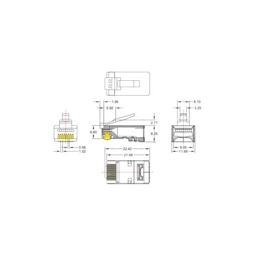 Spina RJ45 Schermata per Cavo Cat.6 - Tecnologia Passante